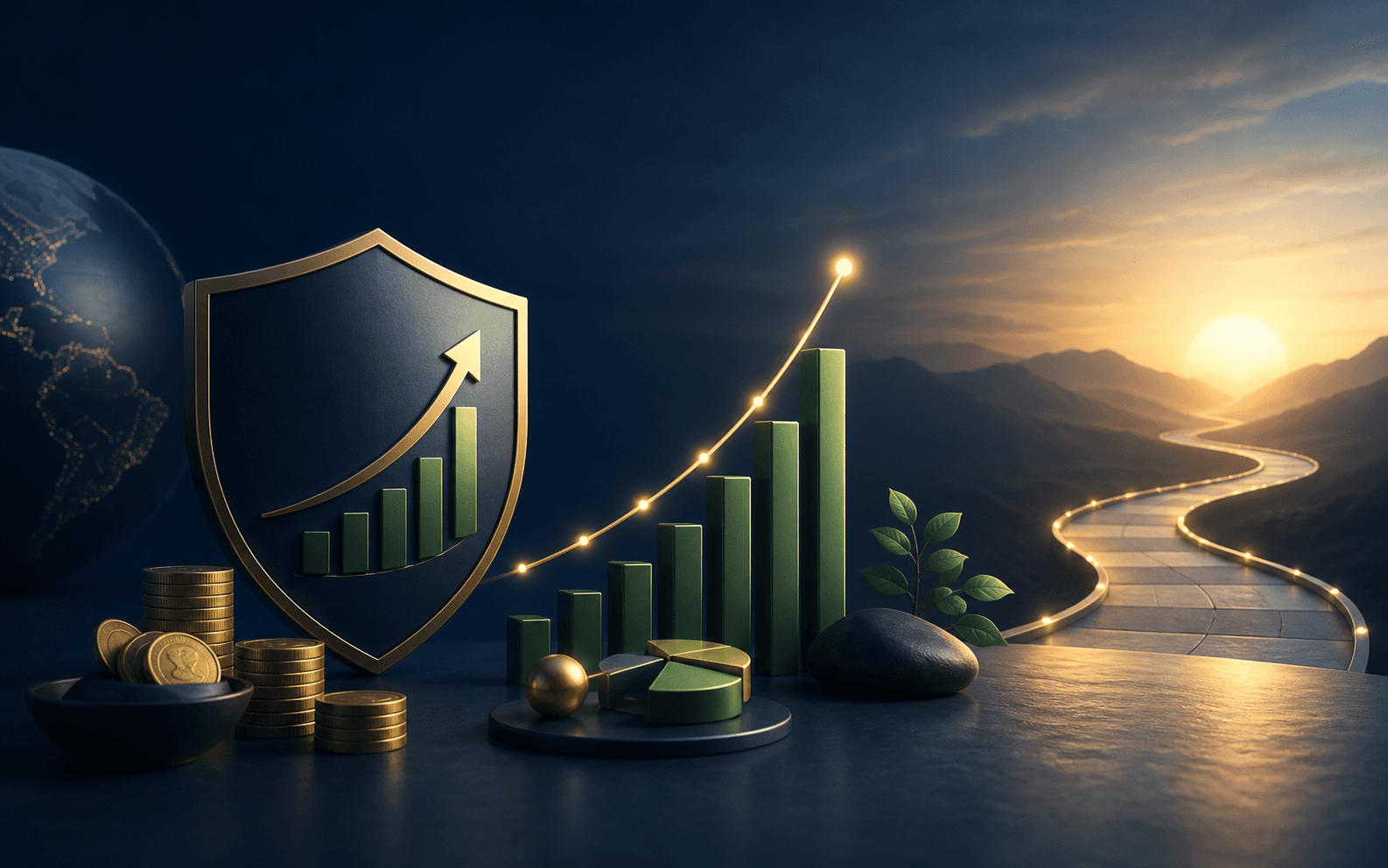 Long-term investing plan with dividends, growth, and risk protection